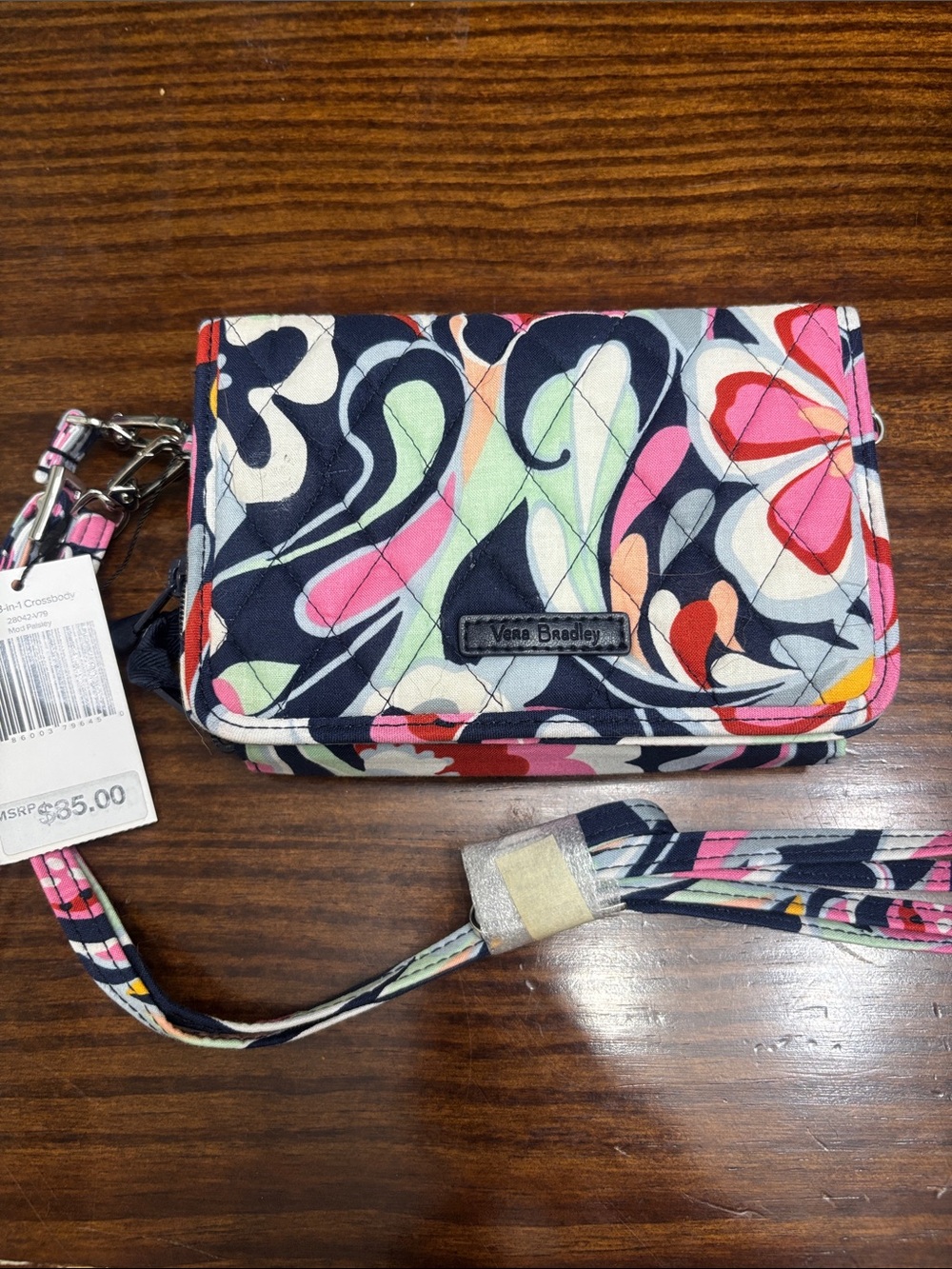 Vera Bradley Navy Floral Crossbody Phone Wallet